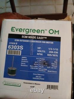 Moteur de ventilateur de condenseur Evergreen 6303 1/3-1/12 HP 208-230V 825/1075 RPM ECM S83-821