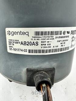 Moteur de ventilateur de condenseur Genteq 5KCP39FFAB20AS 51-101774-02 1/6HP 230V 850RPM #15Y