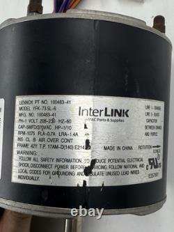 Moteur de ventilateur de condenseur Interlink 100483-41, 1/10 HP, 208-230 Volts YFK-73.5L-6