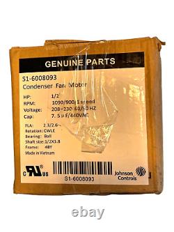 Moteur de ventilateur de condenseur Johnson Controls S1-6008093 1/2HP 1090/900 1-vitesse 208-230V