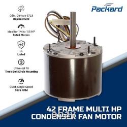 Moteur de ventilateur de condenseur Packard 42-Frame multi-compatibilité 1/4-1/6 HP 1075 tr/min 208-230 V 60 Hz