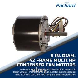 Moteur de ventilateur de condenseur Packard 42-Frame multi-compatibilité 1/4-1/6 HP 1075 tr/min 208-230 V 60 Hz