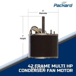 Moteur de ventilateur de condenseur Packard 42-Frame multi-compatibilité 1/4-1/6 HP 1075 tr/min 208-230 V 60 Hz