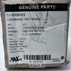 Moteur de ventilateur de condenseur monophasé S1-6008093 1/2 HP 1090 RPM 208-230 Volt