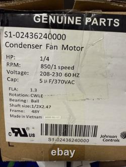 Nouveau moteur de ventilateur de condenseur OEM York S1-02436240000 1/4 HP 850 tr/min 208-230 V CWLE