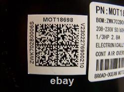 Nouveau moteur de ventilateur de condenseur Trane OEM 1/3HP MOT18698 Broad-Ocean ZWK702B0006S