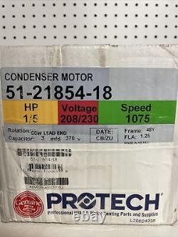 Protech 51-21854-18 Moteur de ventilateur de condenseur 1/5 HP 208/230 Volts